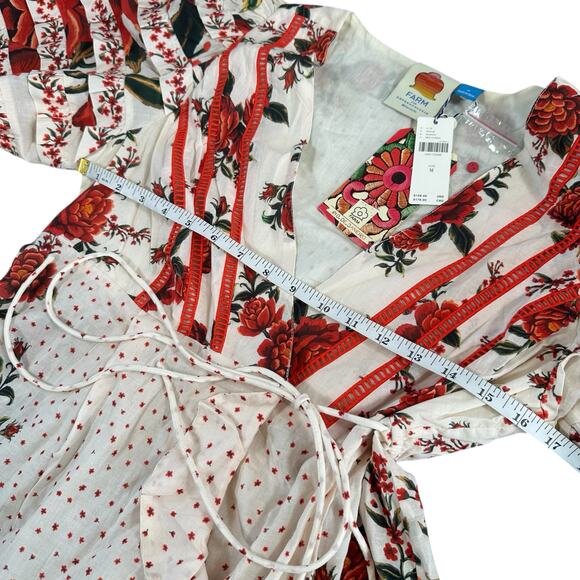 Farm Rio x Anthropologie Women's Floral Wrap Blouse Size M - Picture 4 of 9